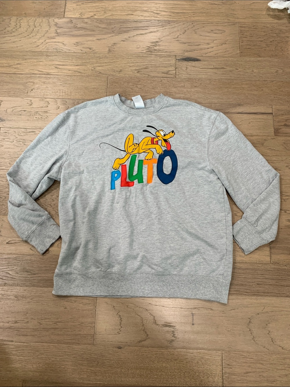 Disney Gray Crewneck Sweatshirt with Colorful Pluto Graphic Size XL - Picture 2 of 14